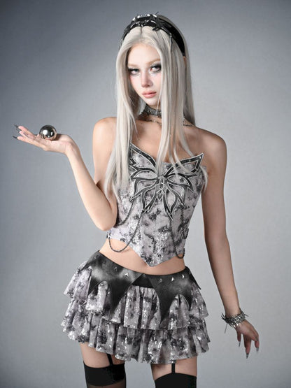 Crash nails sequins low waist cake skirt【s0000013501】