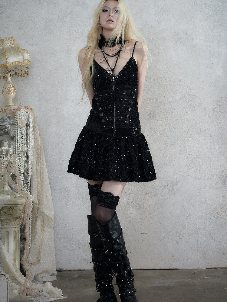 Vintage Court Punk Sequin Dress【s0000017858】