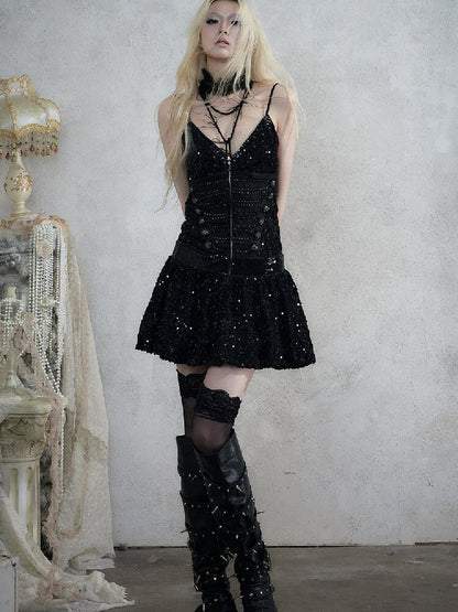 Vintage Court Punk Sequin Dress【s0000017858】