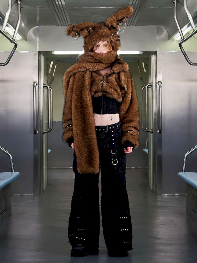 Long Hair Contrast Patch Hat Scarf【s0000014639】