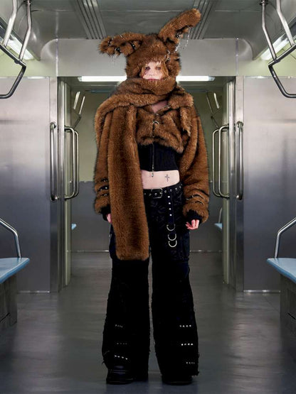 Long Hair Contrast Patch Hat Scarf【s0000014639】