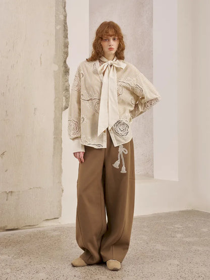 Loose-Knot Straight-Leg Wide-Leg Pants【s0000014046】
