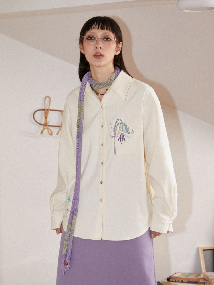 Floral Embroider Long Sleeve Blouse [S0000010102]