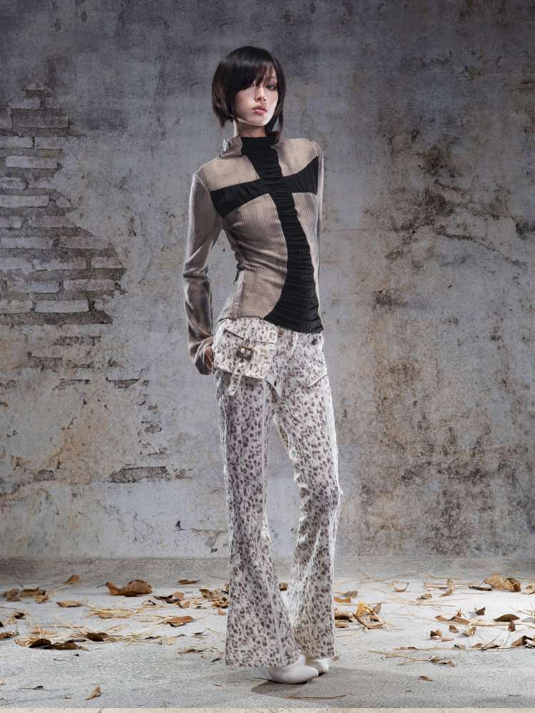 Straight-Leg Flared Low-Rise Pants【s0000014487】