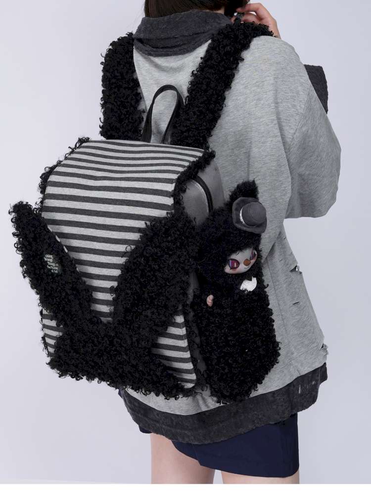 Rabbit Ears Fur Computer School Bag【s0000014615】