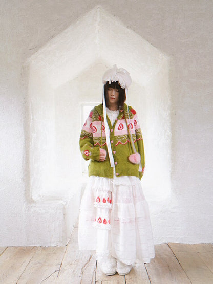 Strawberry Matcha Fair Isle Cardigan【s0000018535】