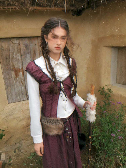 Button Vintage Polka Dot Chiffon Skirt【s0000014901】