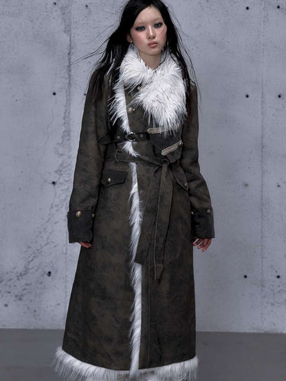 Modern Knight Fur Long Trench Coat【s0000014924】