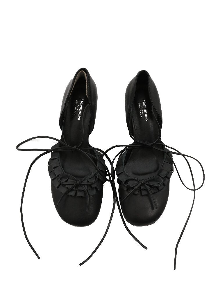 Ruffled Bow Lace Up High Heels【s0000016133】
