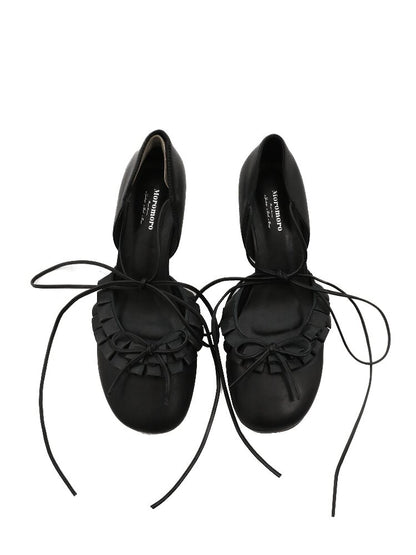 Ruffled Bow Lace Up High Heels【s0000016133】