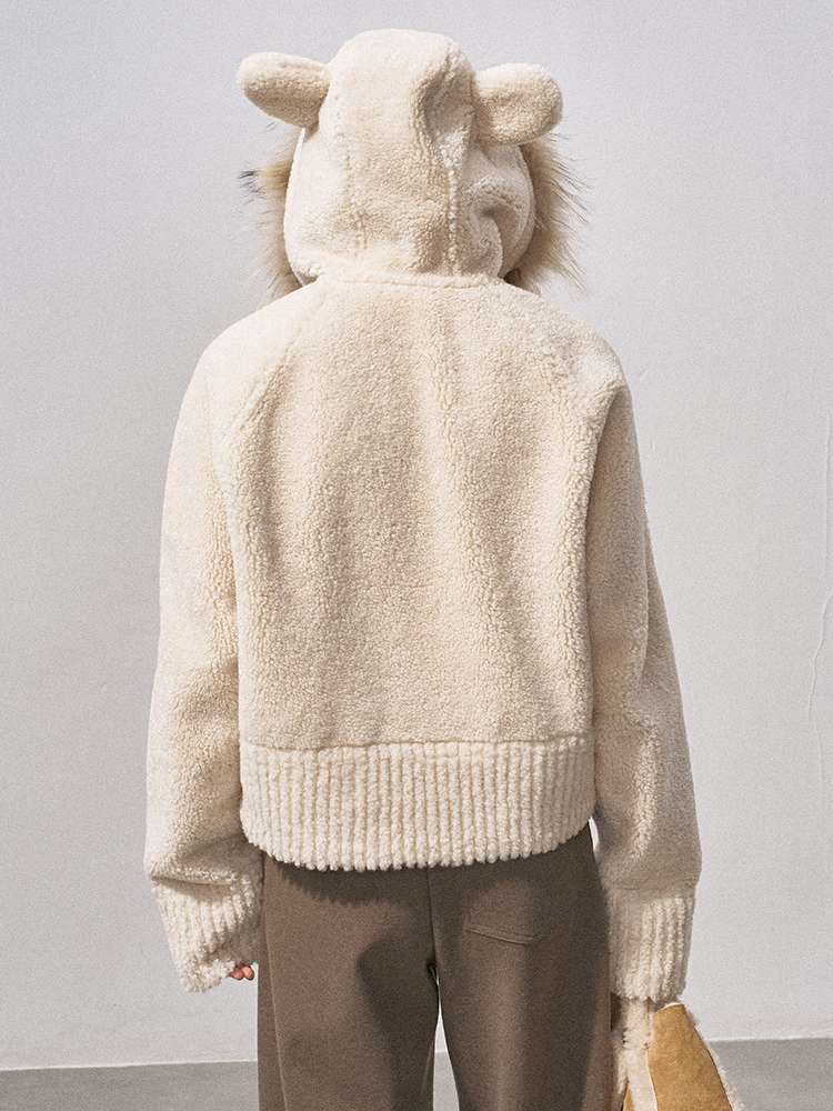 Bear Ears Velvet Faux Fur Jacket【s0000015235】