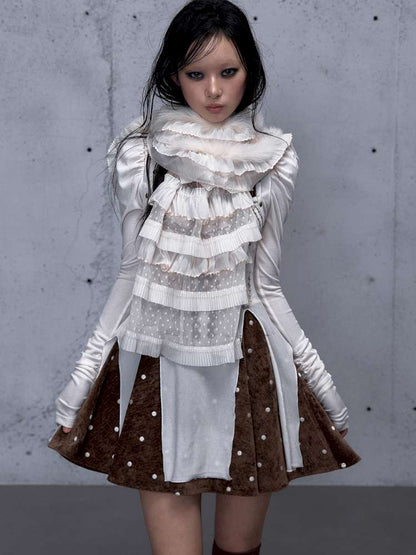 Court Lace Layering Furry Scarf【s0000014932】