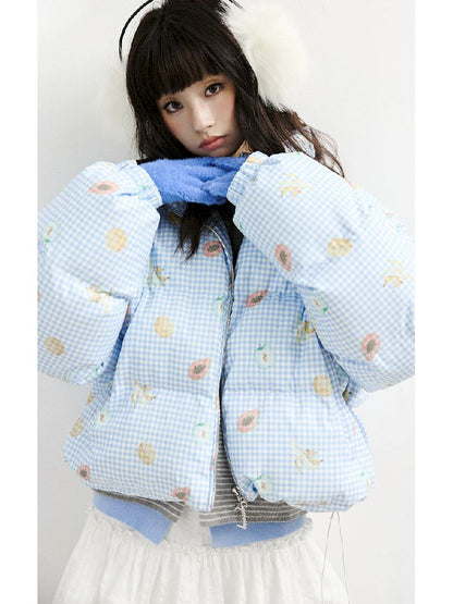레트로 프린트 코튼 짧은 코트 [S0000011428]