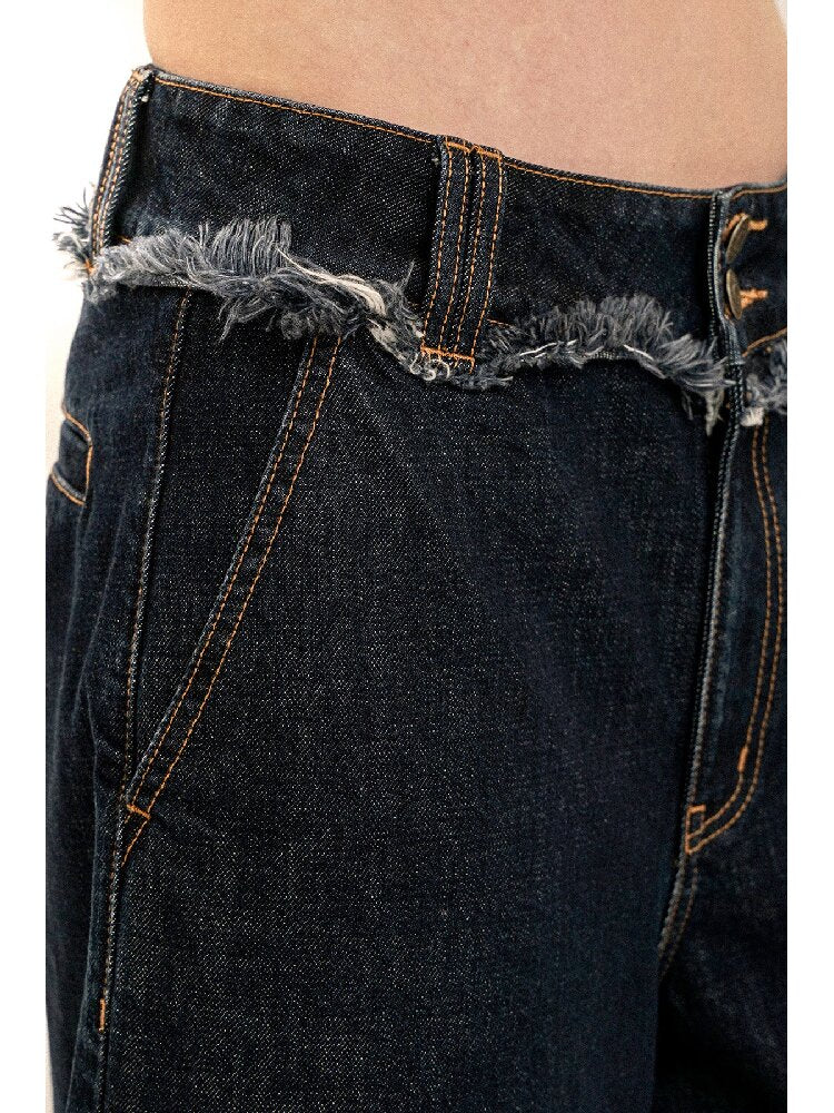 Waist Raw Lace Loose Jeans【s0000016071】