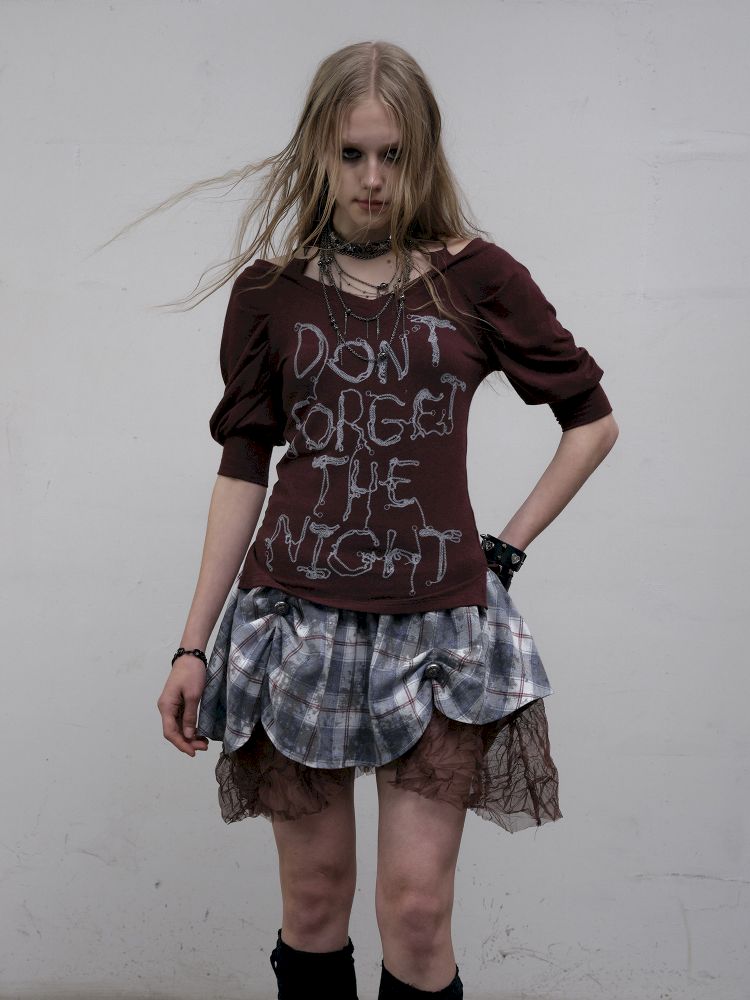 Bubble Sleeve Stretch Short Sleeve T-Shirt【s0000012617】