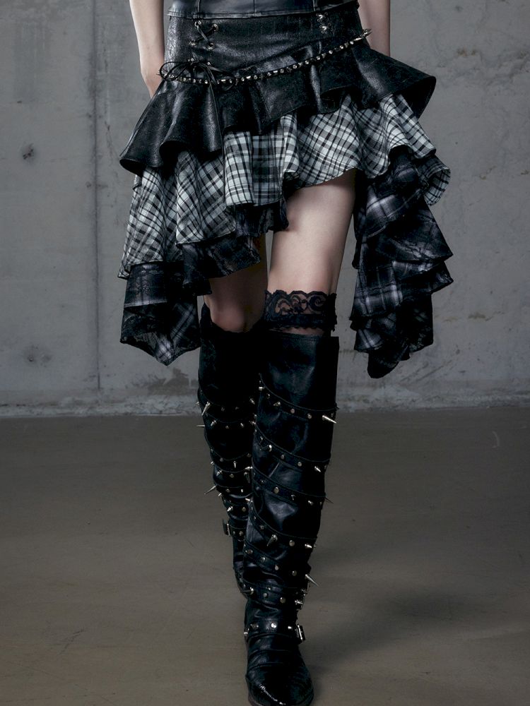 Heavy leather bustier skirt【s0000013467】