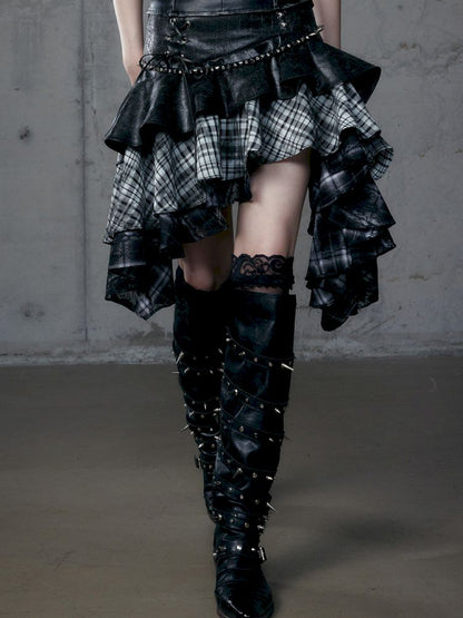 Heavy leather bustier skirt【s0000013467】