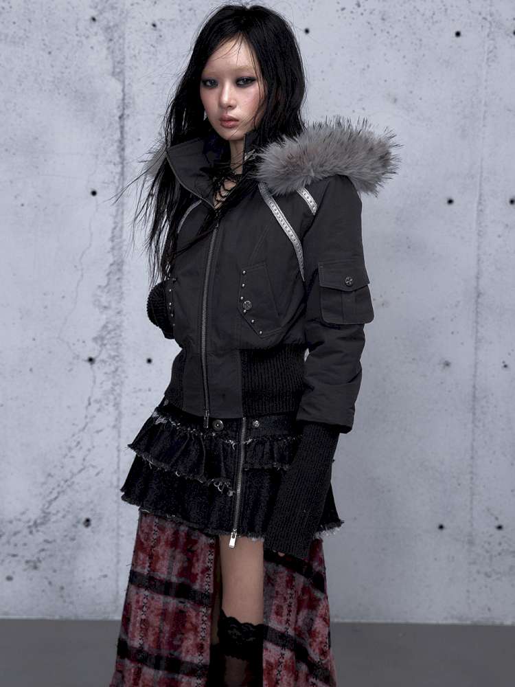 Street Punk Fur Hooded Padded Jacket【s0000014922】