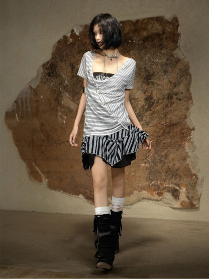 Vintage Punk Irregular Knit T-shirt【s0000016880】