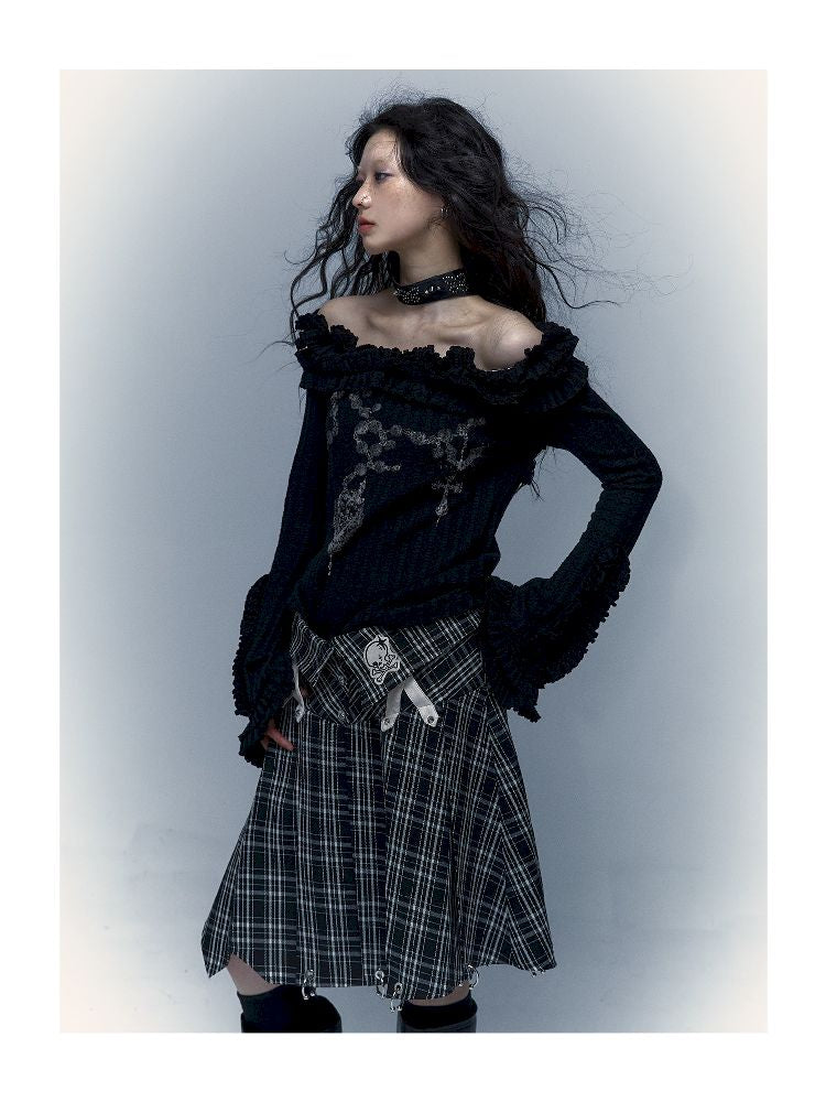 Peplum irregular pleated bustier midi skirt【s0000005970】