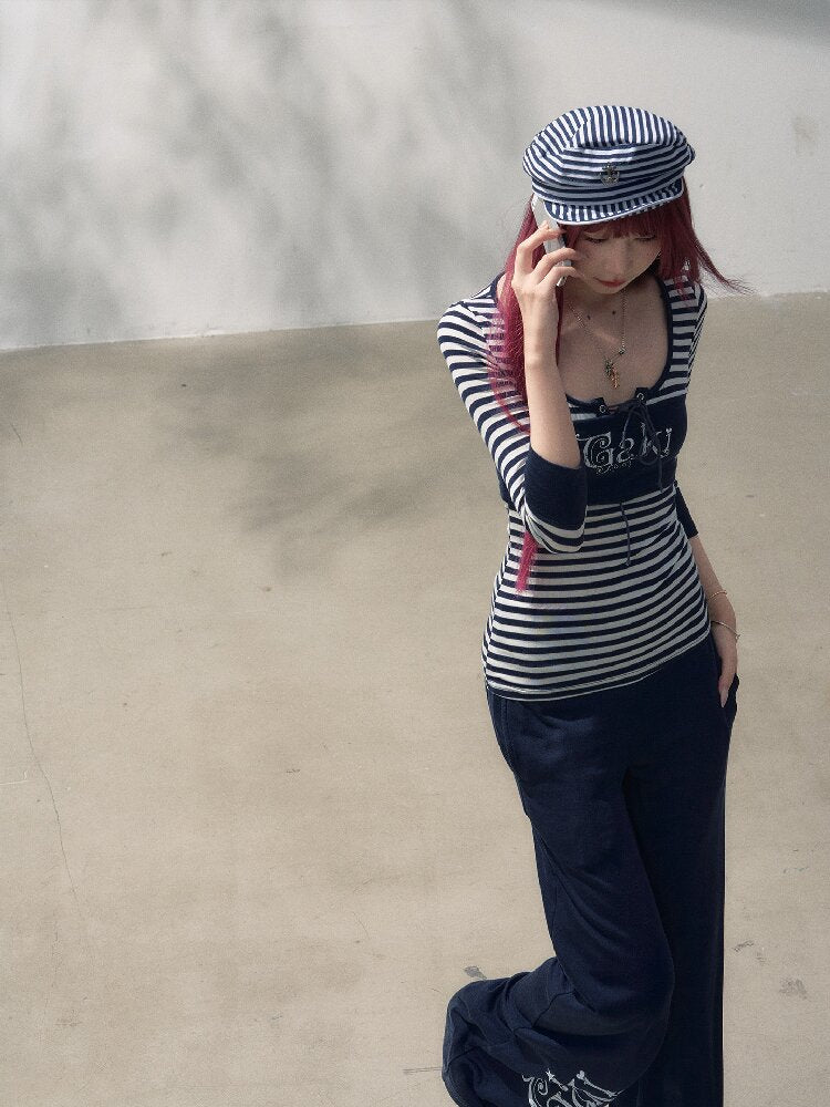 Striped Drawstring Base Layer Set【s0000019259】