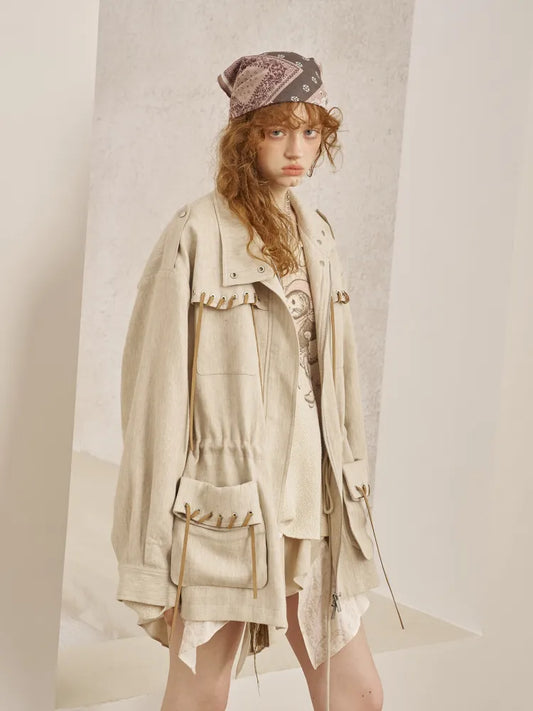 Pocket Drawstring Windbreaker-Style Trench Coat【s0000014060】