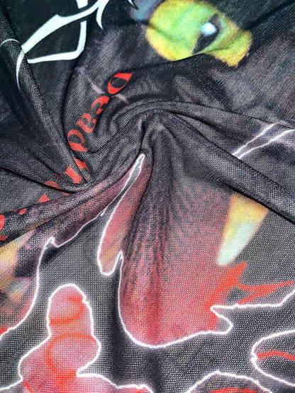 Y2K Millennium Print Long Sleeve Mesh Top【s0000014915】