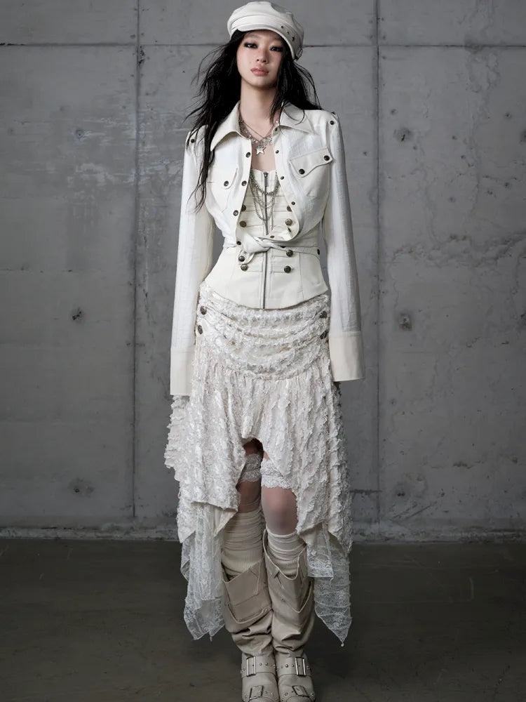 Leather Detachable Long-Sleeved Shirt【s0000014119】