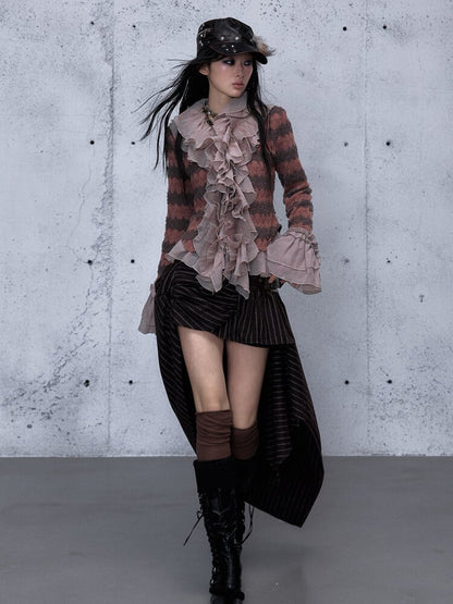 Ruffled Chiffon Flared Cardigan【s0000015548】