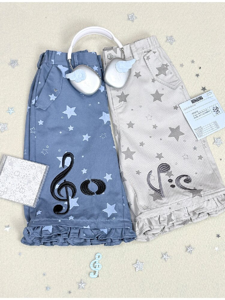 Embroidery Star Wide Leg Pants【s0000017129】
