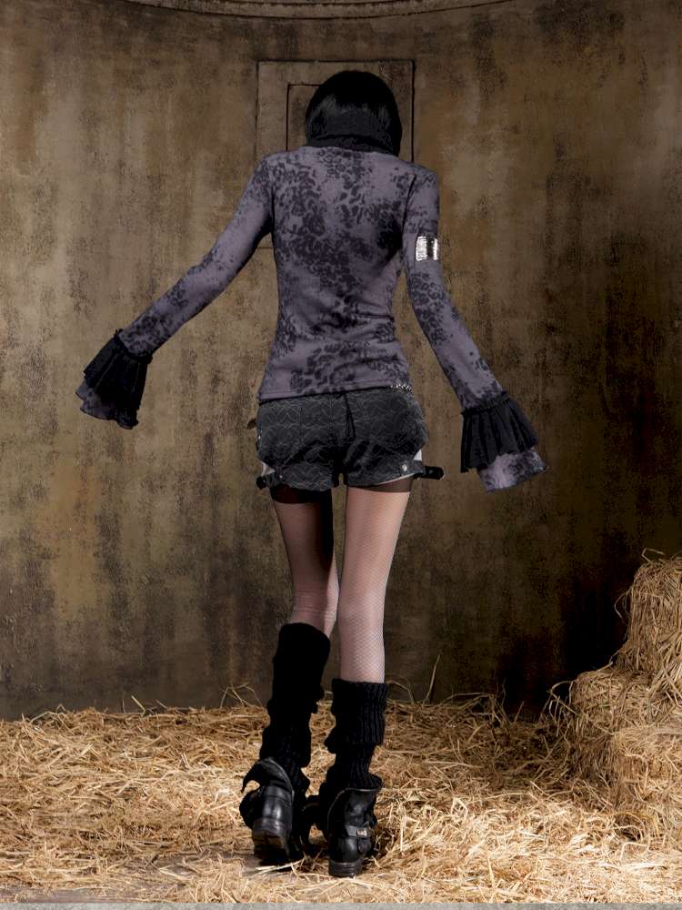 Contrast Slim Knit Long Sleeve Tee【s0000015083】