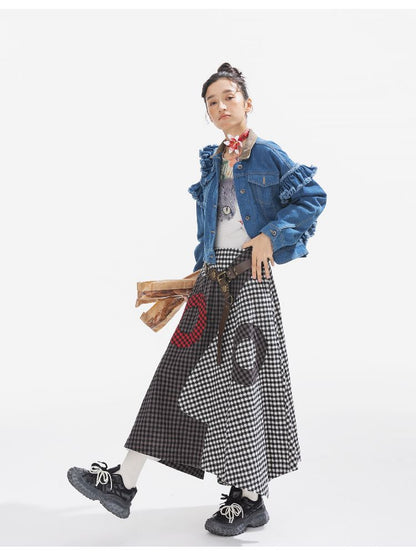 Plaid Denim Loose Trench Coat【s0000011319】