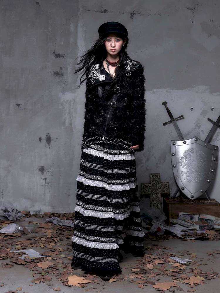 Patchwork Gathered A-Line Skirt【s0000014461】