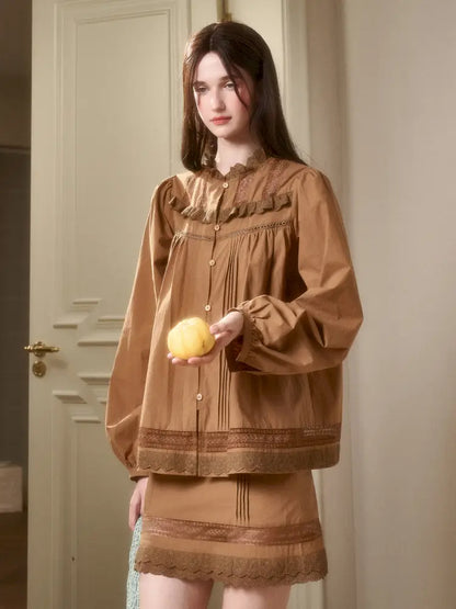 Natural Cotton Shirt Skirt Set【s0000014330】