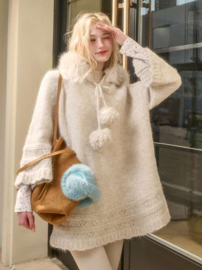 Thick Fleece Wool Knitted Cape Skirt Hooded【s0000014894】