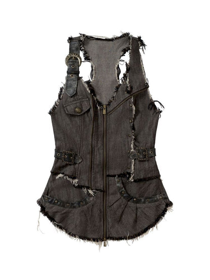 Stacked Waisted Irregular Vest【s0000013472】