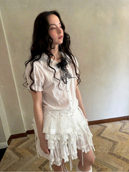 Double-layer bow-tie short skirt【s0000012764】