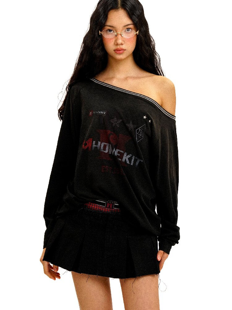 College Distressed T-Shirt Top【s0000016435】