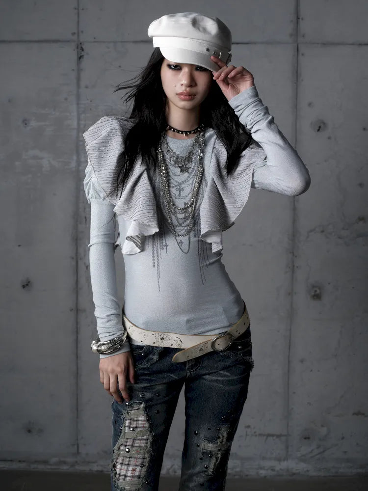 Puff Sleeves Round Neck Long Sleeve Base【s0000013956】