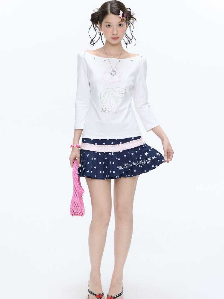 White Clover Hot Bead T-Shirt Top【s0000016408】