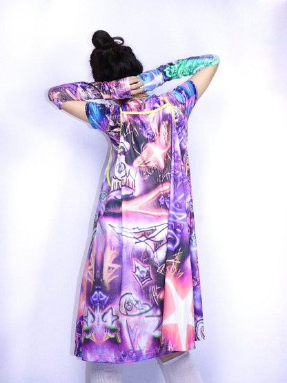 Y2K Graffiti Layered Slip Dress【s0000017708】