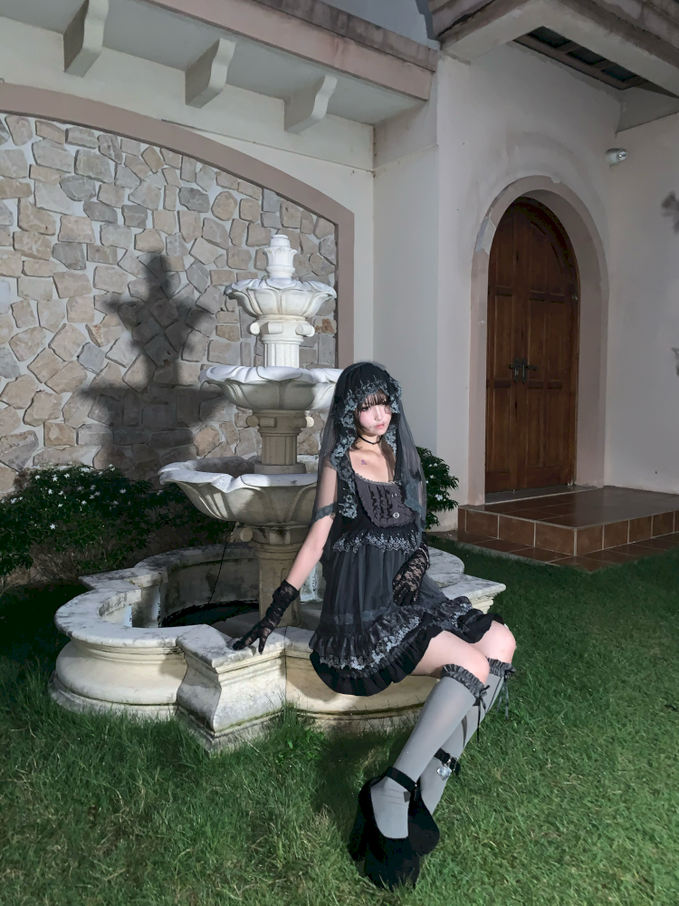 Dark Lolita Lace Mesh Sundress Dress【s0000014684】