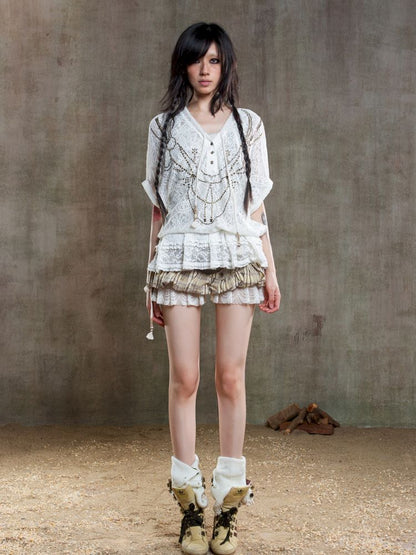 Loose Lace Blouse Dress【s0000012647】