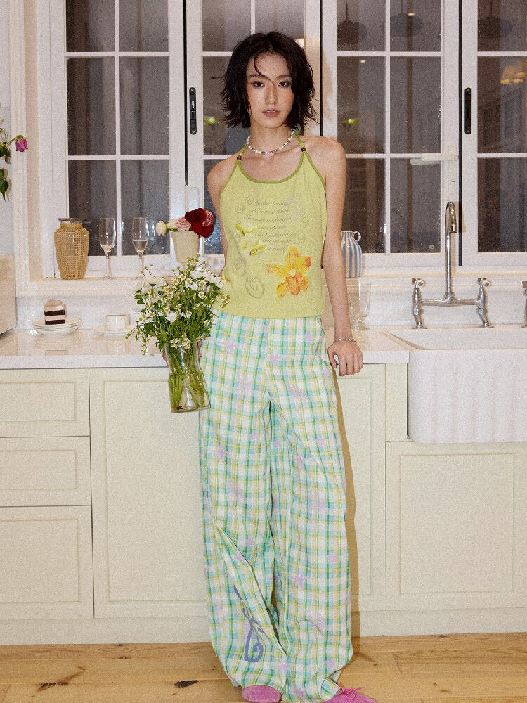 Floral Beaded Halterneck Camisole【s0000016657】
