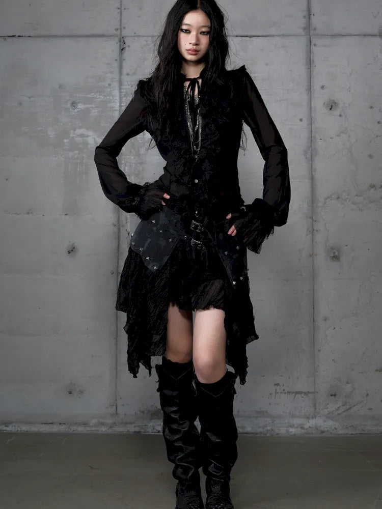 Court-Style Lace Chiffon Shirt【s0000013948】