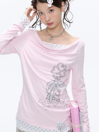 Soft Patchwork Collar Slim Top【s0000016385】