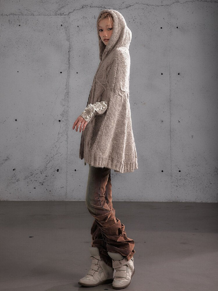 Twisted Knit Wool Cape Jacket【s0000019160】