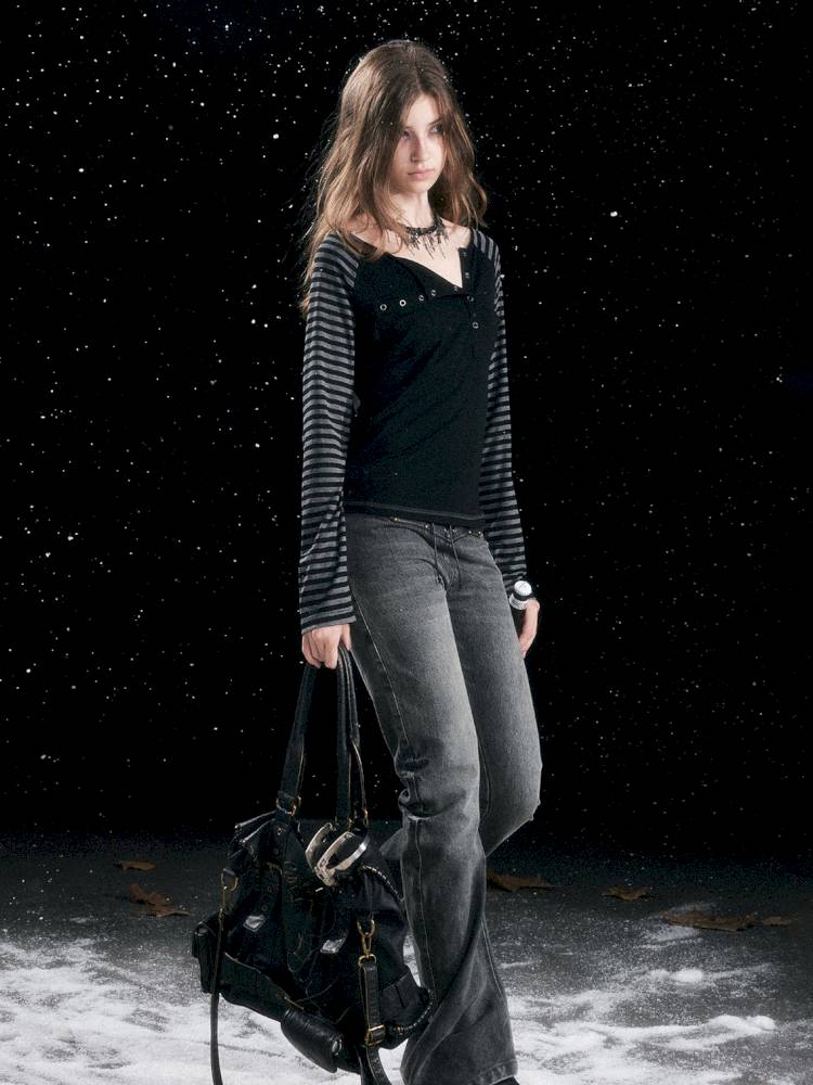 Striped Raglan Sleeve T-Shirt【s0000014430】