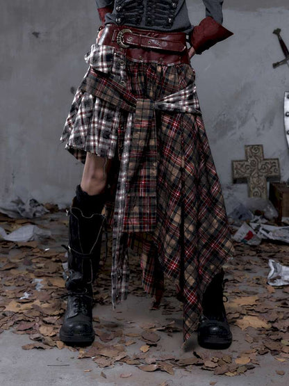 Patchwork Plaid Shirt Dress Skirt【s0000014473】