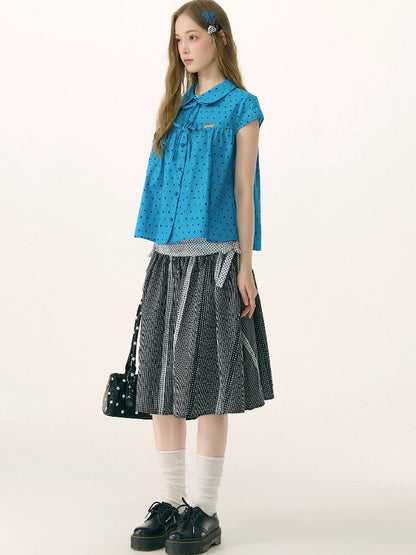 Retro Academy Plaid Polka Dot Skirt【s0000017154】